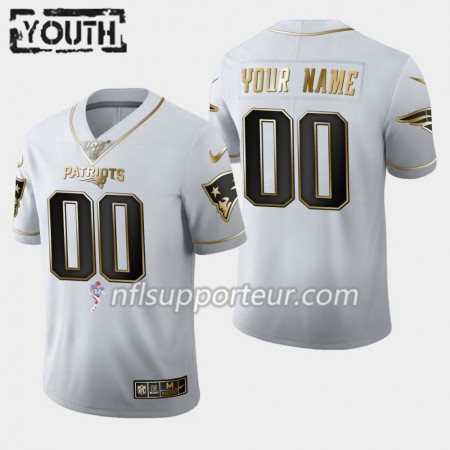 Maillot Enfant New England Patriots Personnalisé Nike Blanc Golden Edition 100th